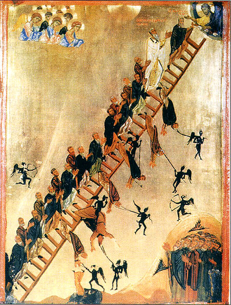 Лествица Иоанна. Икона XI в. Синай.